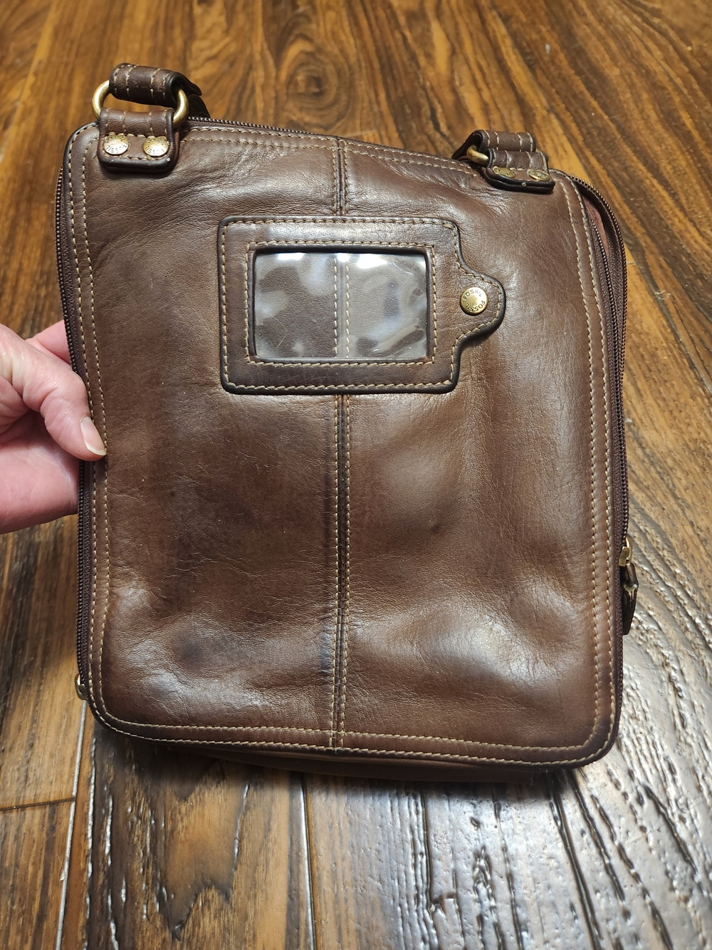 Vintage Fossil Dark Brown Leather Multi-Pocket Crossbody Organizer Bag NICE! - Picture 13 of 16
